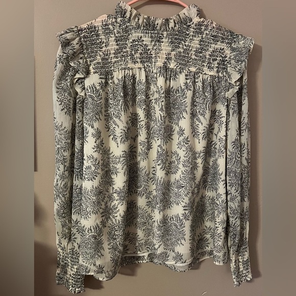 Ann Taylor shimmer paisley smocked ruffle top blouse size small - Picture 6 of 8